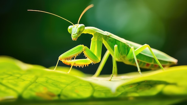 Mantis auf einem Blattmakrofoto