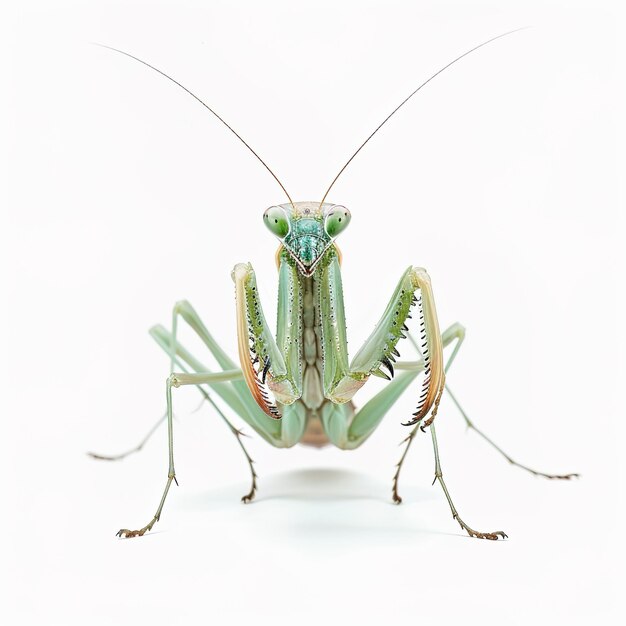 Una mantis con fondo blanco Identificación de trabajo 15556fa13ebb4c59bca1d8670ac53828