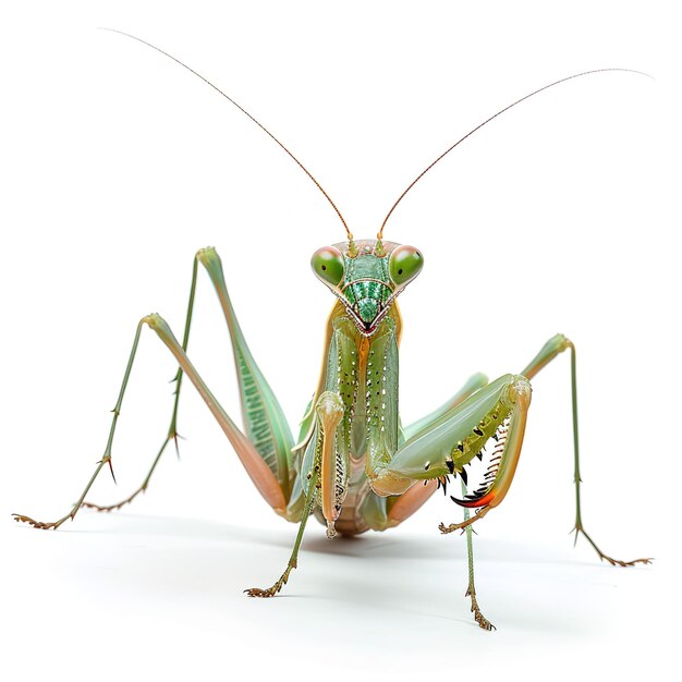 Una mantis con fondo blanco Identificación de trabajo 33c57fda014b4236a4b9bed0843e0995