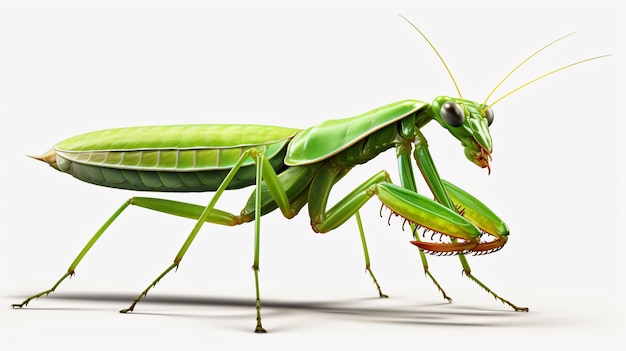 Una mantis orante aislada en un fondo transparente