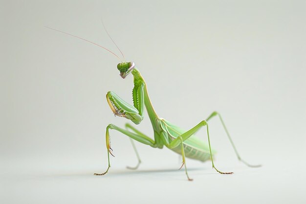 Foto una mantis que reza golpeando a su presa