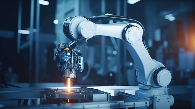 Manufatura automatizada A precisão dos braços robóticos industriais IA generativa