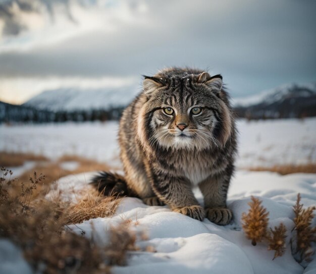 Foto manul in winterlandschaften