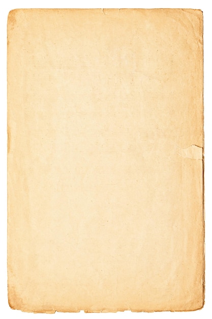 Manuscrito de papel velho isolado na página antiga do fundo branco com espaço para escrever