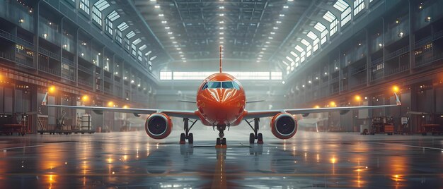 Foto manutenção de aeronaves num hangar no porto conceito manutura de aeronaves hangar mecânica portuária indústria da aviação