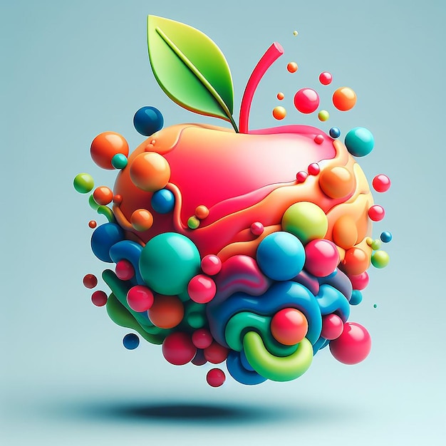 Manzana 3D colorida en un fondo aislado