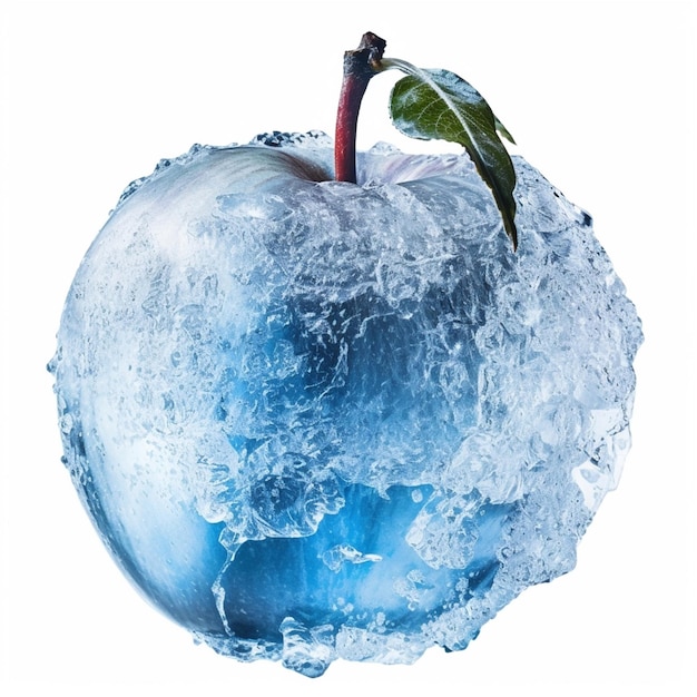 Una manzana azul con una hoja