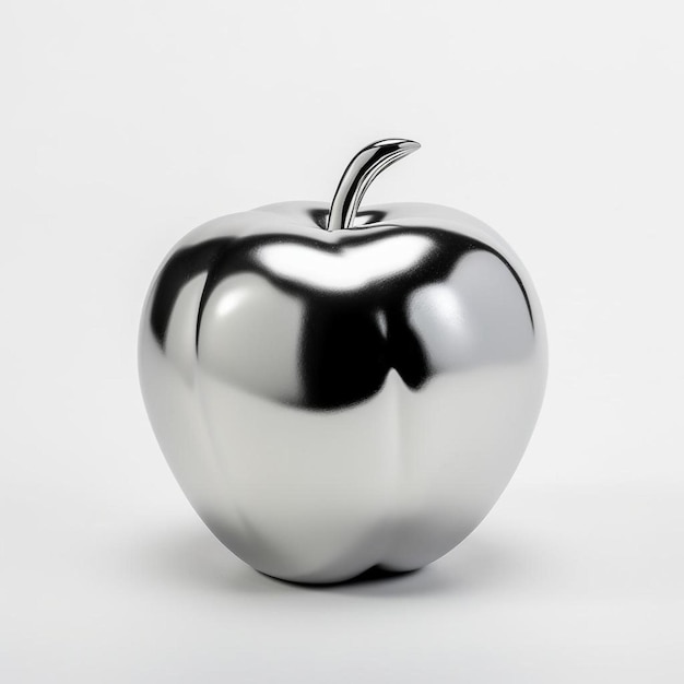 Una manzana brillante con un fondo blanco y negro.