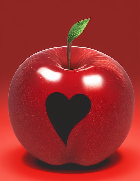 Una manzana con un corazón en ella