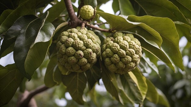 Manzana de crema en el árbol