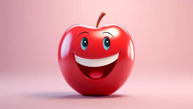 Manzana divertida con cara sonriente generada por la IA