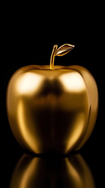 Foto manzana dorada sobre fondo oscuro concepto de lujo aislado ia generativa