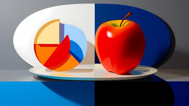 manzana en fondo azul diseño vectorial de manzana ilustrado