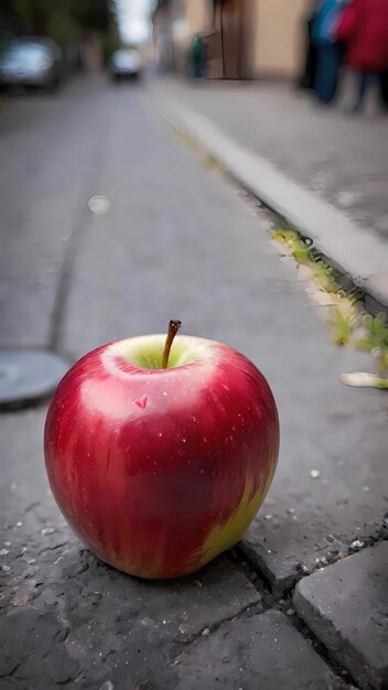 Una manzana en el fondo de papel pintado de ilustración de la calle