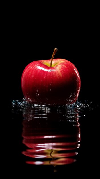 Manzana fresca con gotas de agua