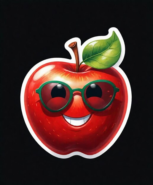 Foto una manzana con gafas y una sonrisa en ella