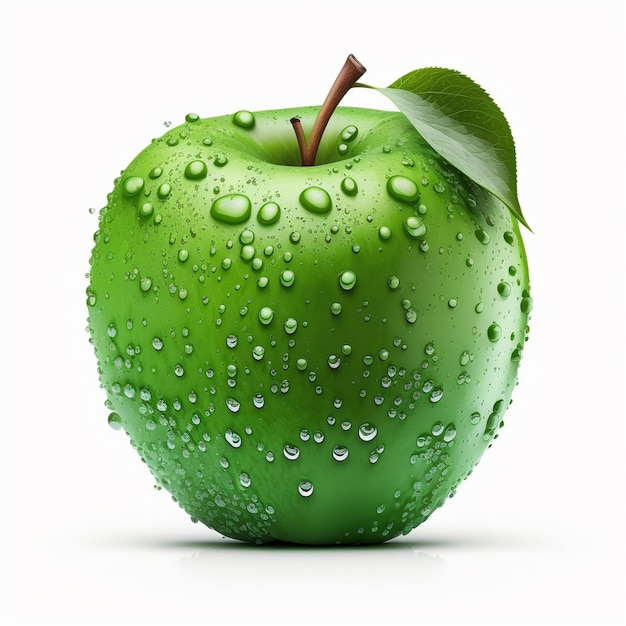 Una manzana con gotas de agua