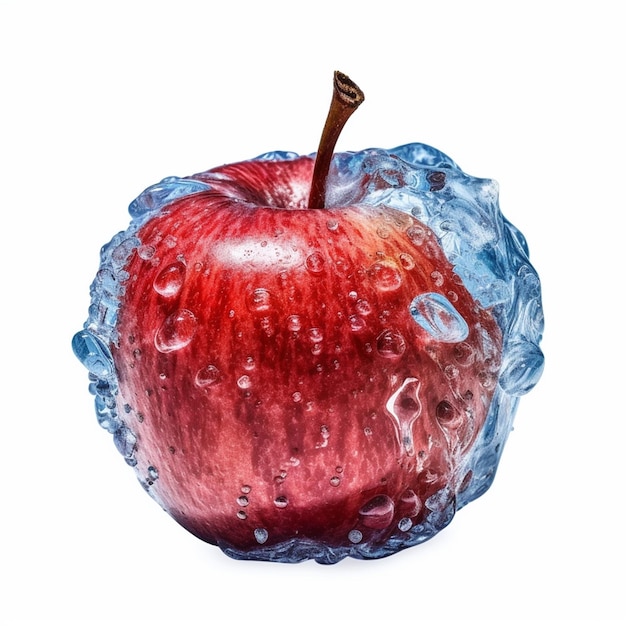 Una manzana con gotas de agua