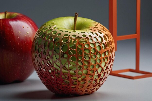 Una manzana hecha de círculos y líneas minimalistas