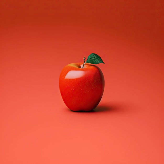 Manzana de ilustración generada por Ai aislada en un fondo rojo