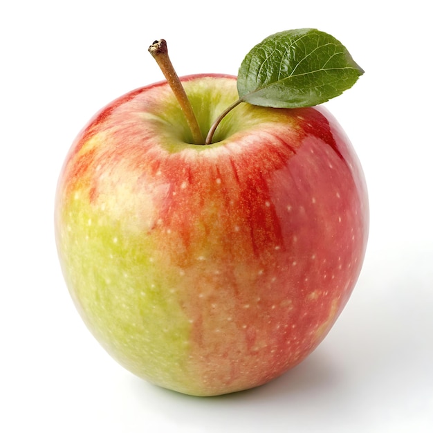 Manzana japonesa sobre fondo blanco Una manzana roja brillante con fondo blanco