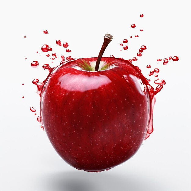 Foto una manzana con líquido rojo goteando por ella.