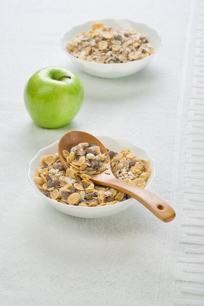 manzana con muesli