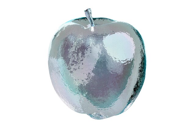 Foto manzana de renderizado 3d de vidrio o hielo