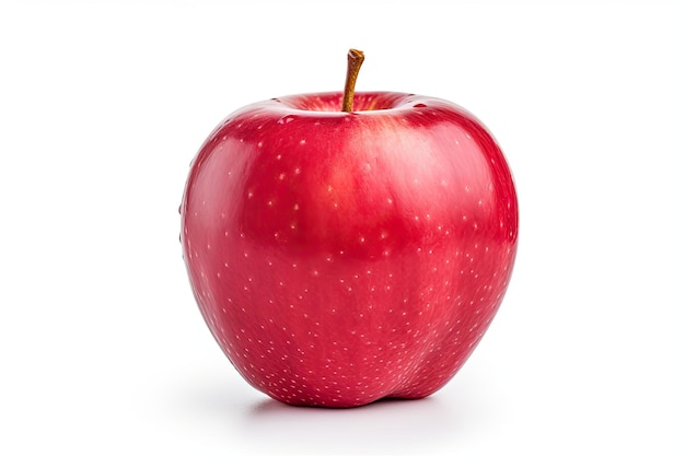 Manzana roja aislada sobre fondo blanco con camino