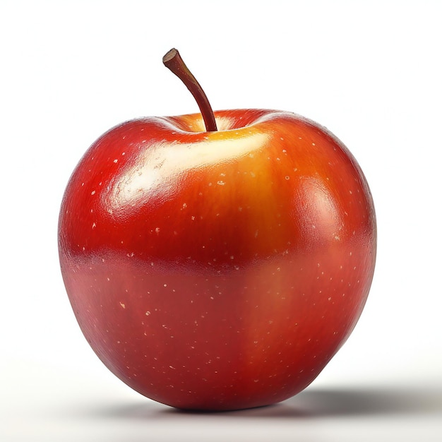 Manzana roja aislada sobre fondo blanco con la profundidad de campo completa