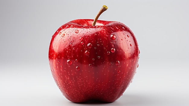 Manzana roja aislada sobre fondo blanco trazado de recorte profundidad de campo completa