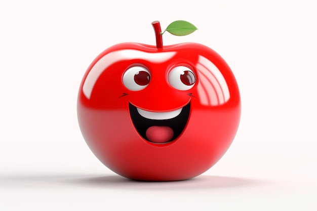 Una manzana roja con una cara feliz