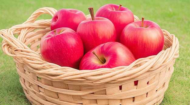 Manzana roja en la cesta