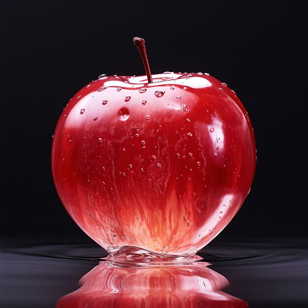 Una manzana roja con exposición múltiple Dadaismo 64K alta resolución