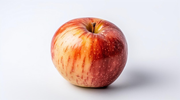 Una manzana roja con un fondo blanco.