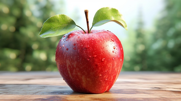 Manzana roja fresca sobre la mesa