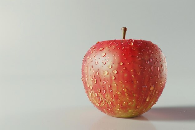 Una manzana roja con gotas de agua en ella