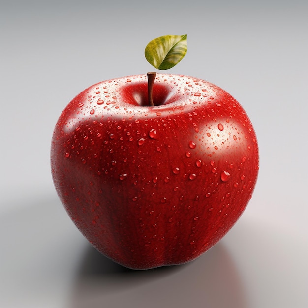 una manzana roja con gotas de agua en ella