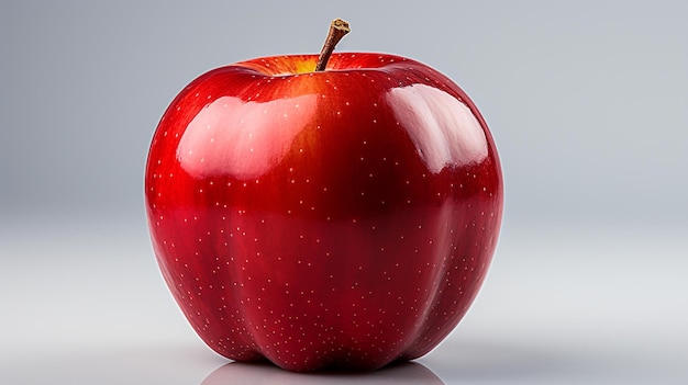 Manzana roja con gotas de agua sobre fondo blanco generativo ai