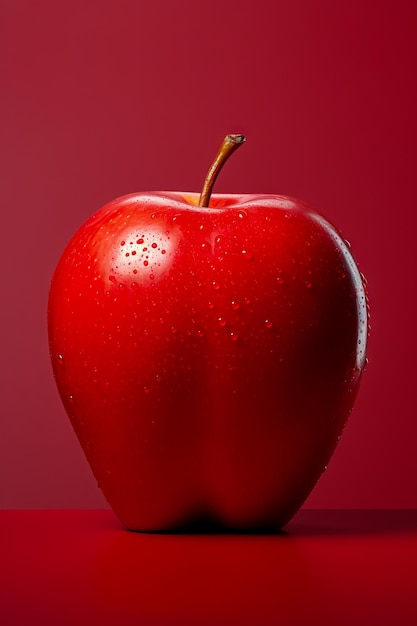 Manzana roja con gotas de agua en su superficie IA generativa