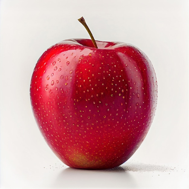 Una manzana roja con gotas de agua