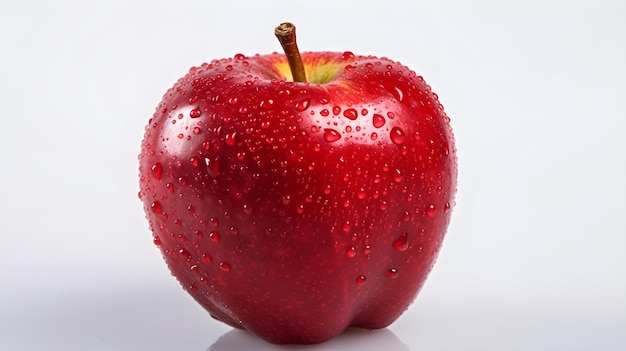 Una manzana roja con gotas de agua