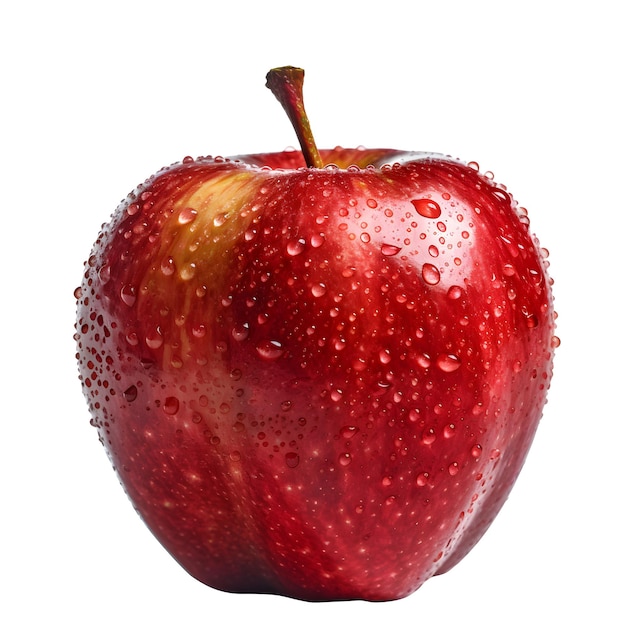 Una manzana roja con gotas de agua