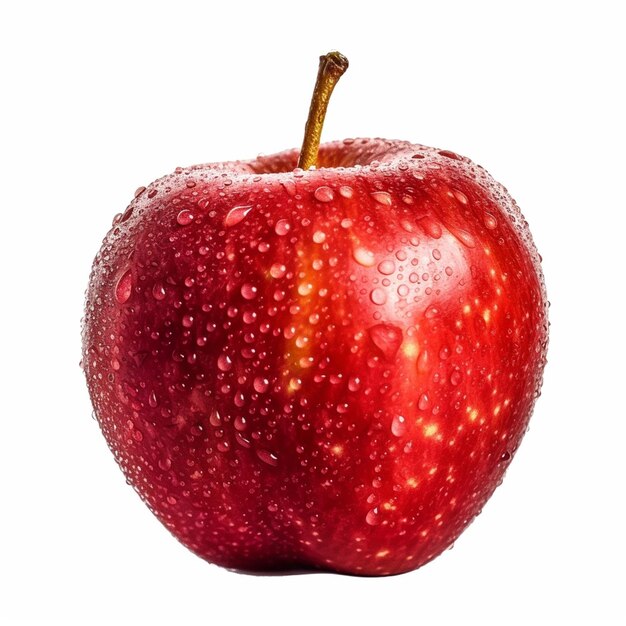 Una manzana roja con gotas de agua