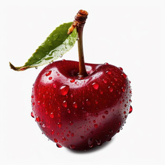 Una manzana roja con gotas de agua