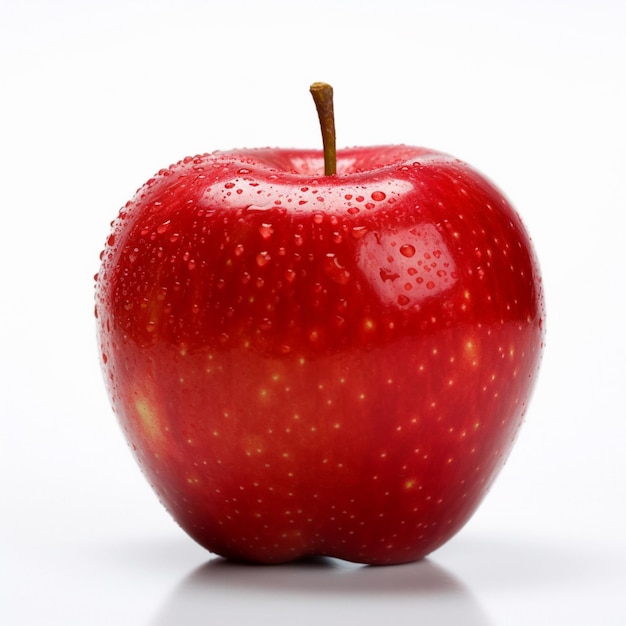 Una manzana roja con gotas de agua