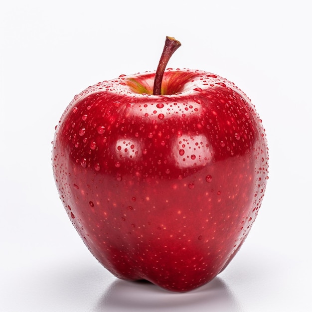 Una manzana roja con gotas de agua