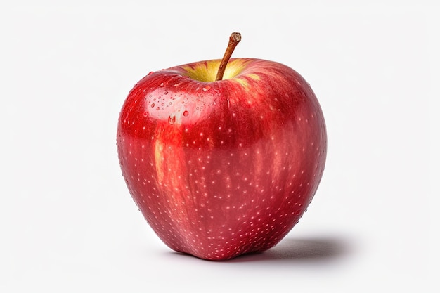 Una manzana roja con gotas de agua