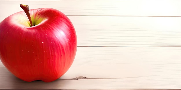 Manzana roja madura en una mesa de madera