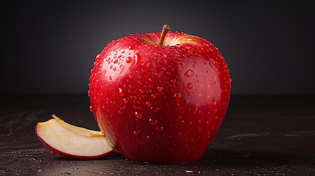 Manzana roja con la mitad aislada